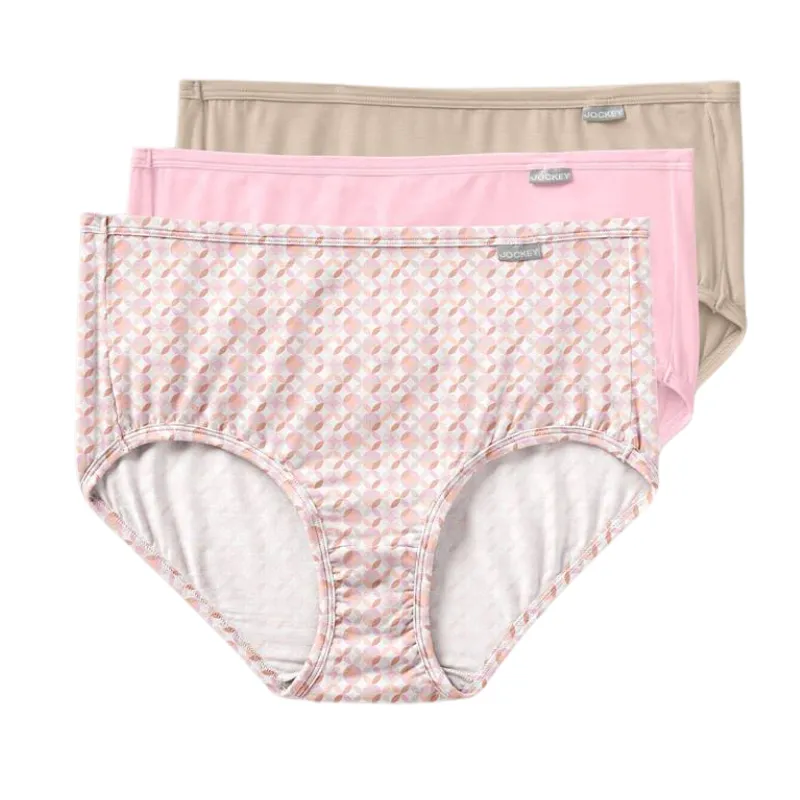 Jockey Supersoft Brief 3 Pack Pastel Pinwheel / Sand / Frosty Pink