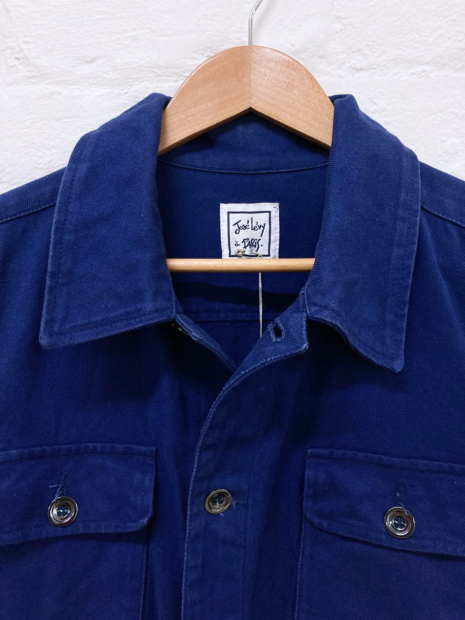 Jose Levy a Paris 1990s blue cotton work jacket - size M S