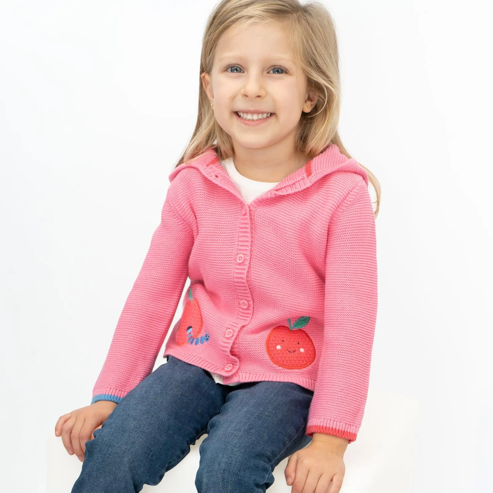 Joules Baby Girl Charmford Hooded Cardigan Apple Pink