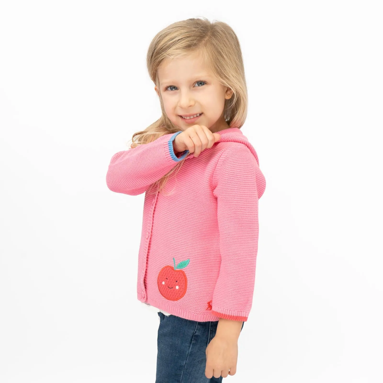 Joules Baby Girl Charmford Hooded Cardigan Apple Pink