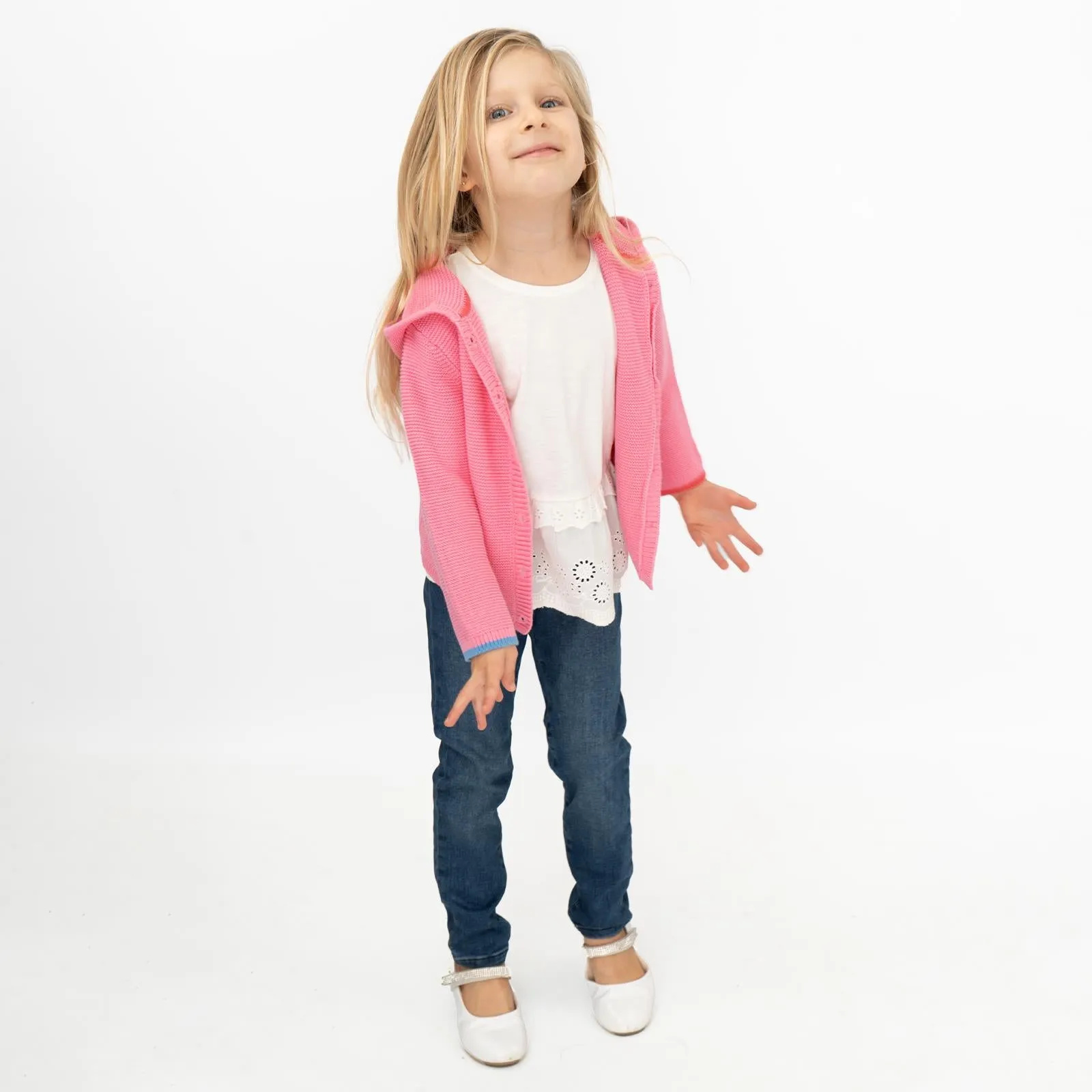 Joules Baby Girl Charmford Hooded Cardigan Apple Pink