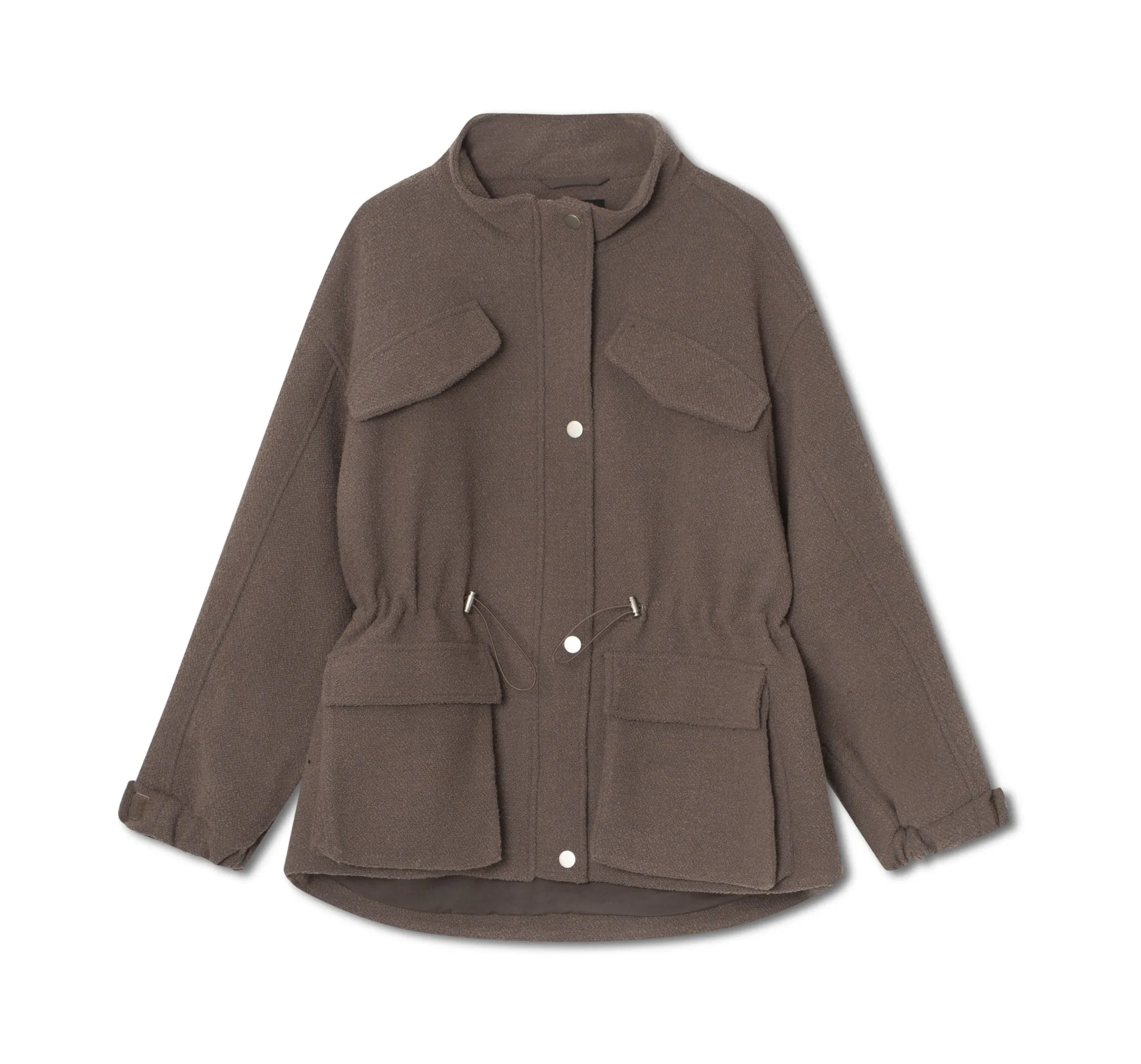 KAIA BOUCLE JACKET - GREY/BROWN