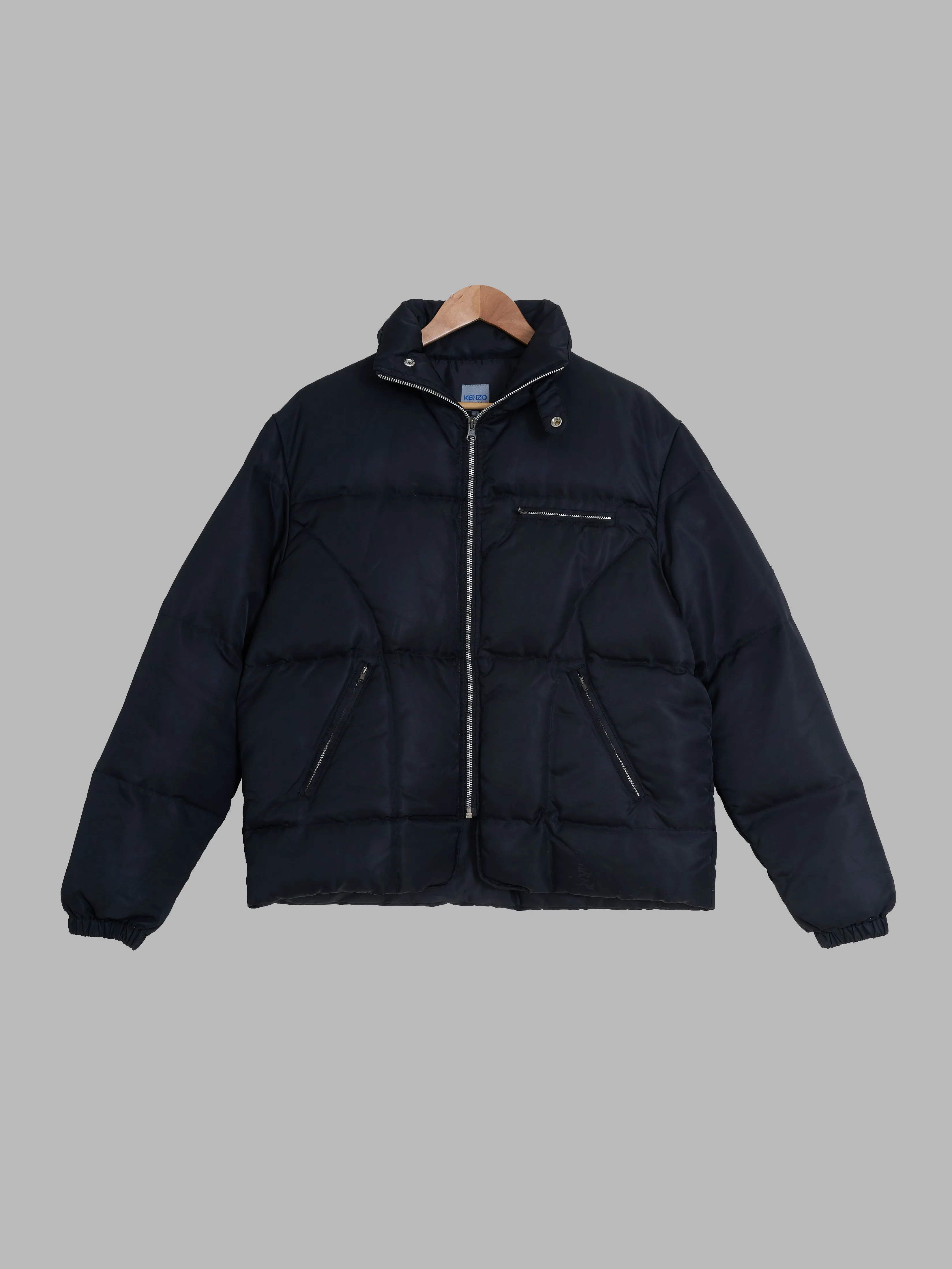 Kenzo Homme 1990s black nylon high neck down jacket - M L