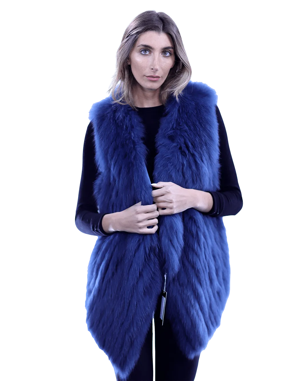 La Fiorentina - Plush Fox Fur Vest Blue