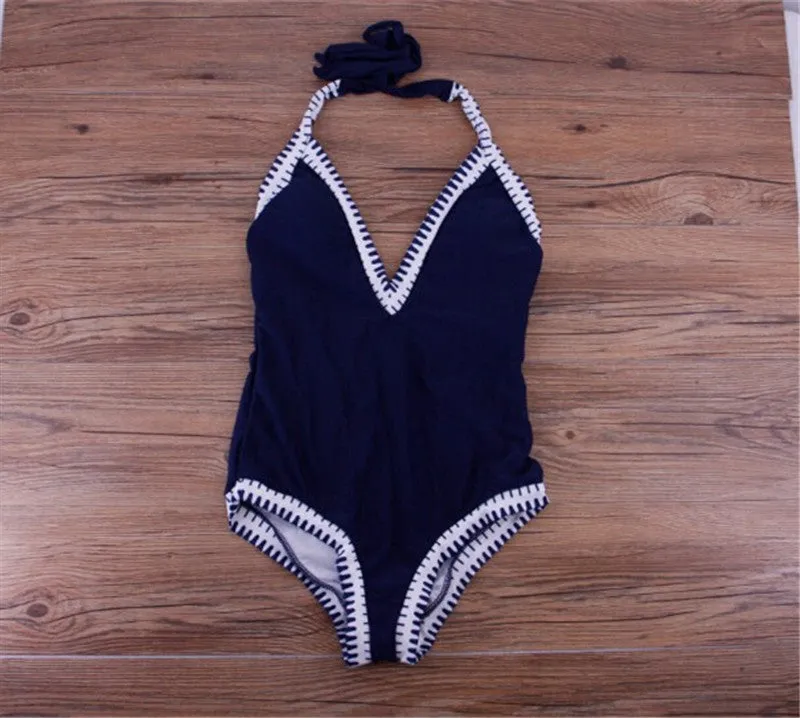 Ladies One-Piece Solid Color Swimsuit