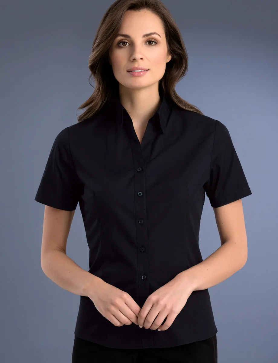 Ladies Poplin Black Blouse