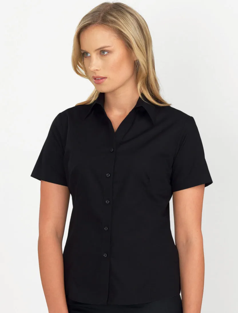 Ladies Poplin Black Blouse