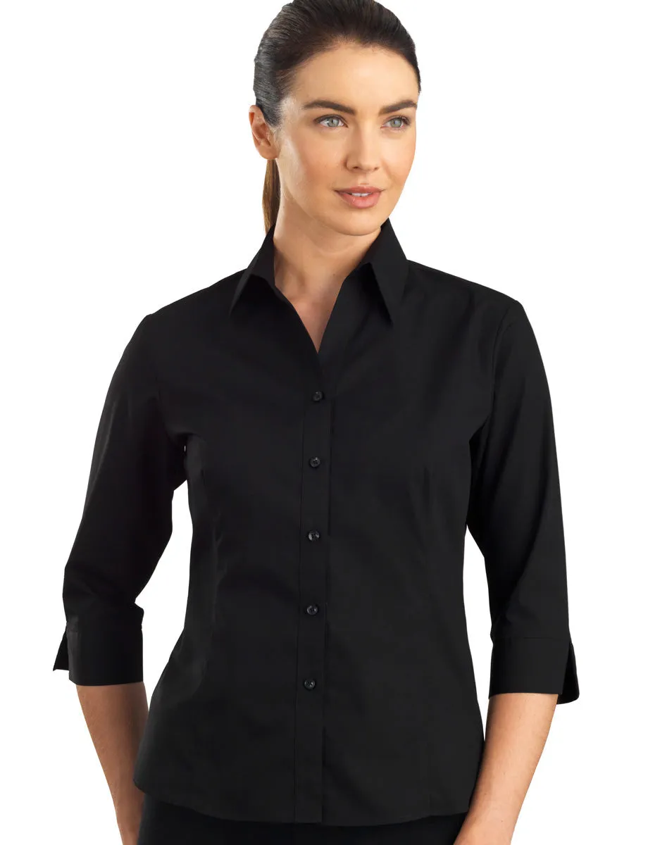 Ladies Poplin Black Blouse