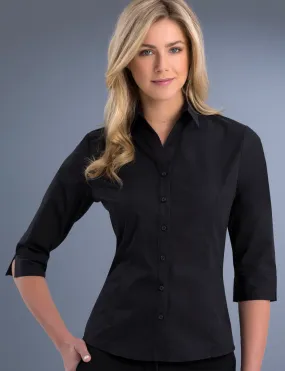 Ladies Poplin Black Blouse