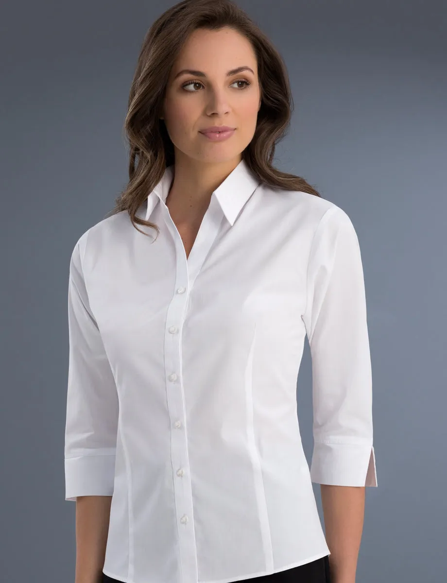 Ladies Poplin White Blouse