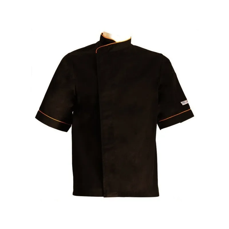 Large Black Kitchen Jacket with Orange Piping - MANELLI