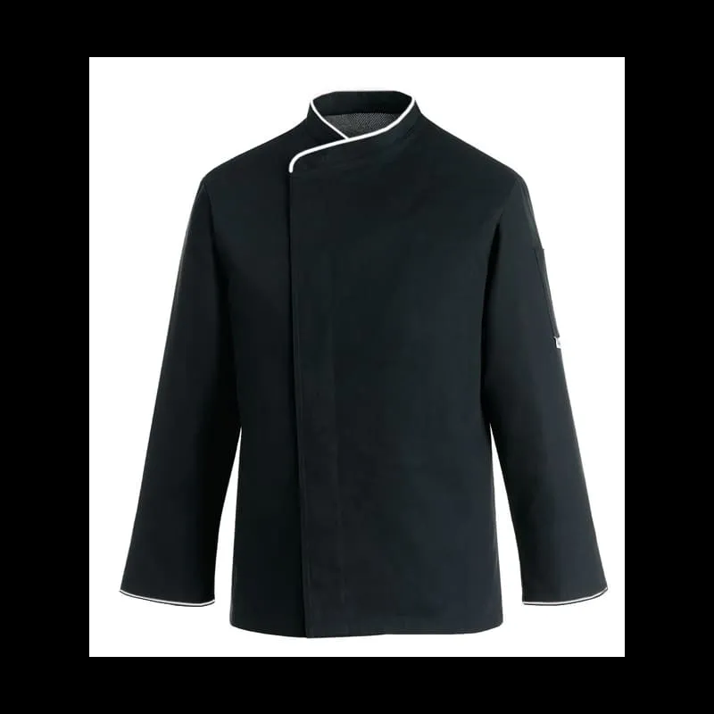 Large Black Kitchen Jacket with Orange Piping - MANELLI