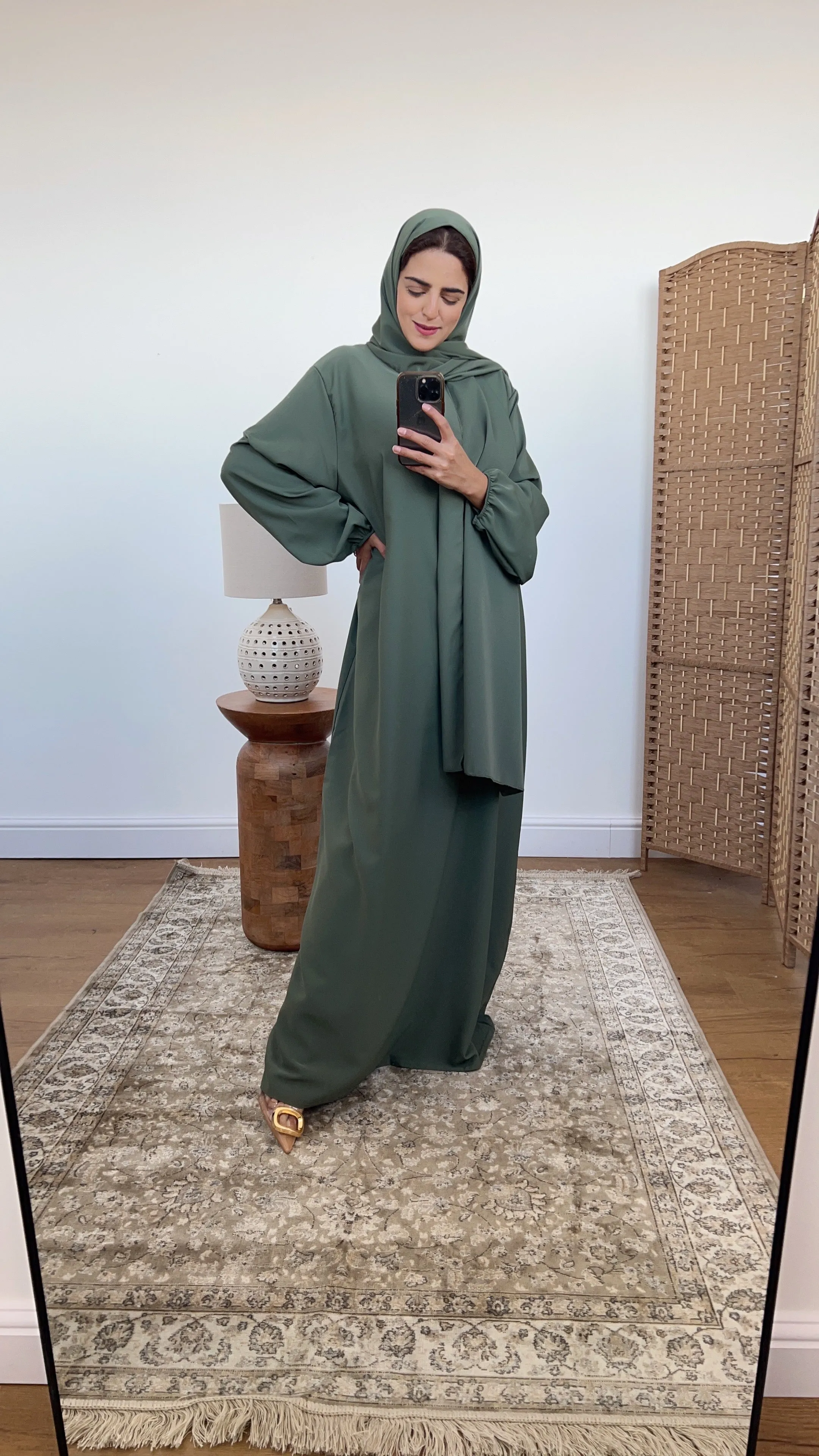 Layli Hooded Abaya sage green