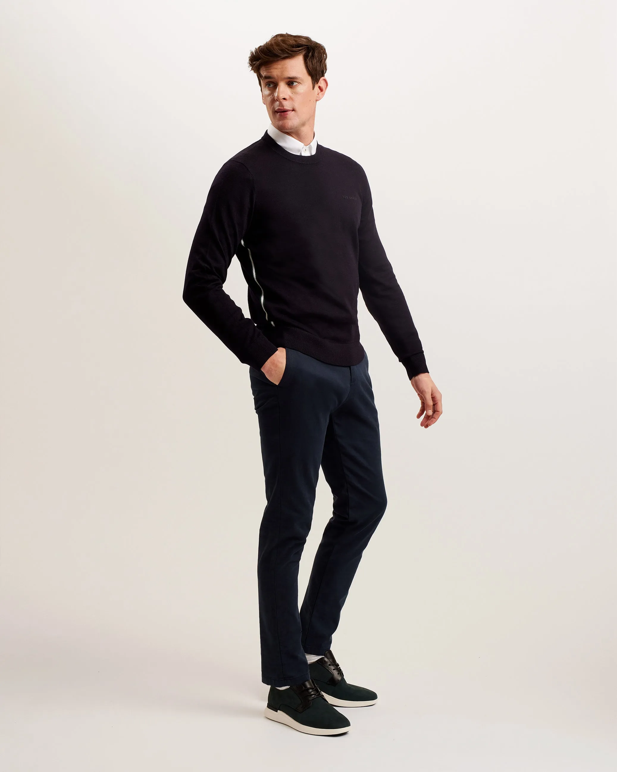 Liblo Ls Merino Branded Crew Neck Navy