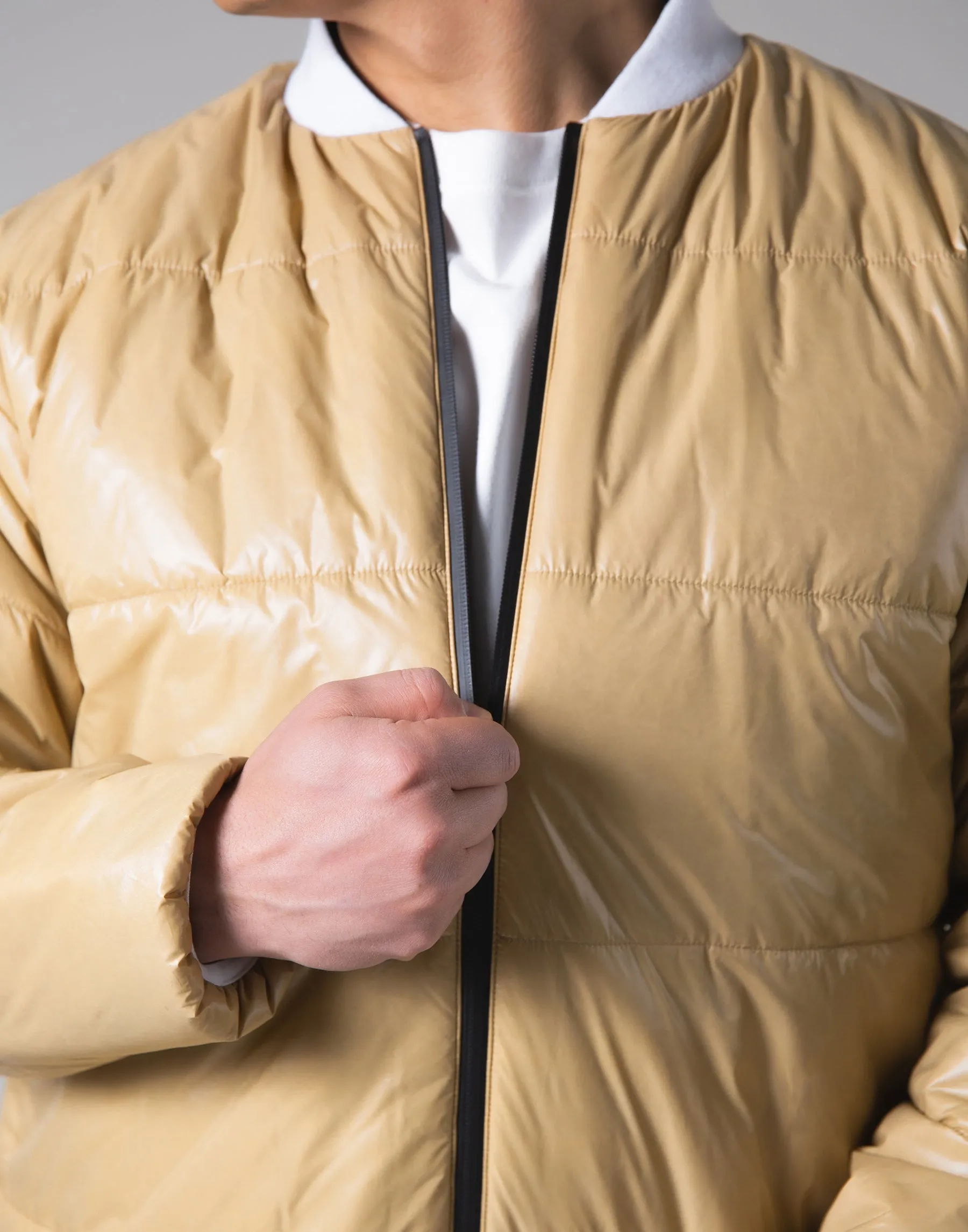 Light Weight Warm Nylon Jacket - Beige