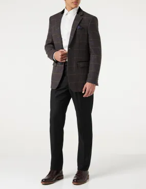 MADISON - BROWN TWEED CHECK PLAIN BLAZER