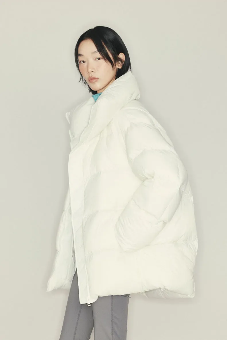 Medium long fluffy outwear down jacket | 6 color