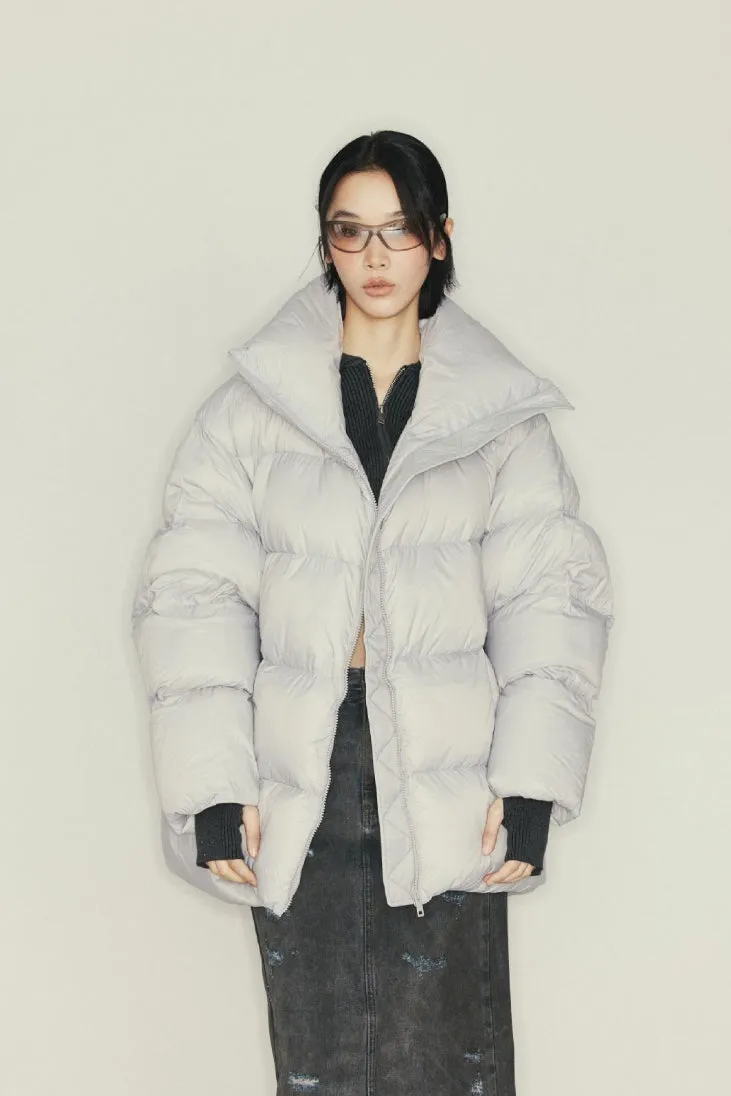 Medium long fluffy outwear down jacket | 6 color