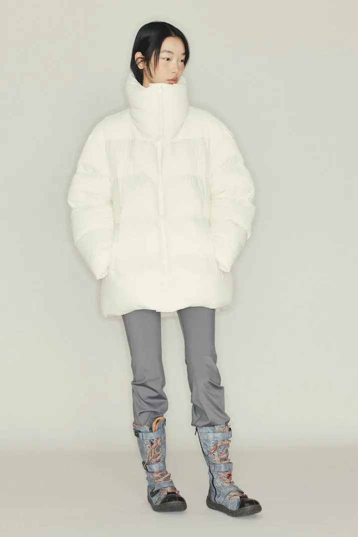 Medium long fluffy outwear down jacket | 6 color