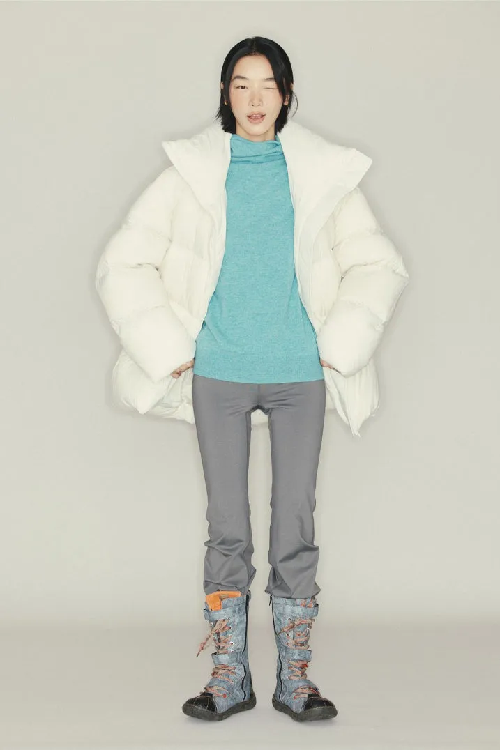 Medium long fluffy outwear down jacket | 6 color