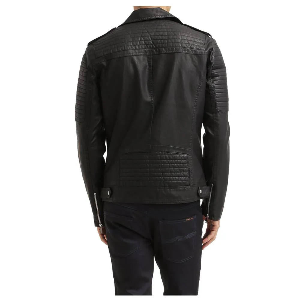 Men Black Leather Motorcycle jacket