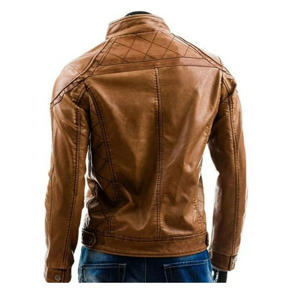 Men Brown Leather Fashionable Biker Men Fashion Jacket