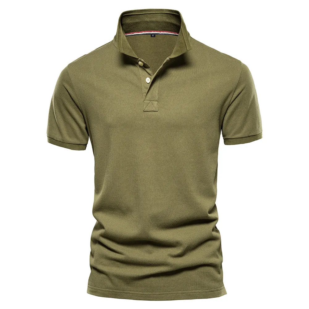 Men's 100% Cotton Solid Color Polo Shirt