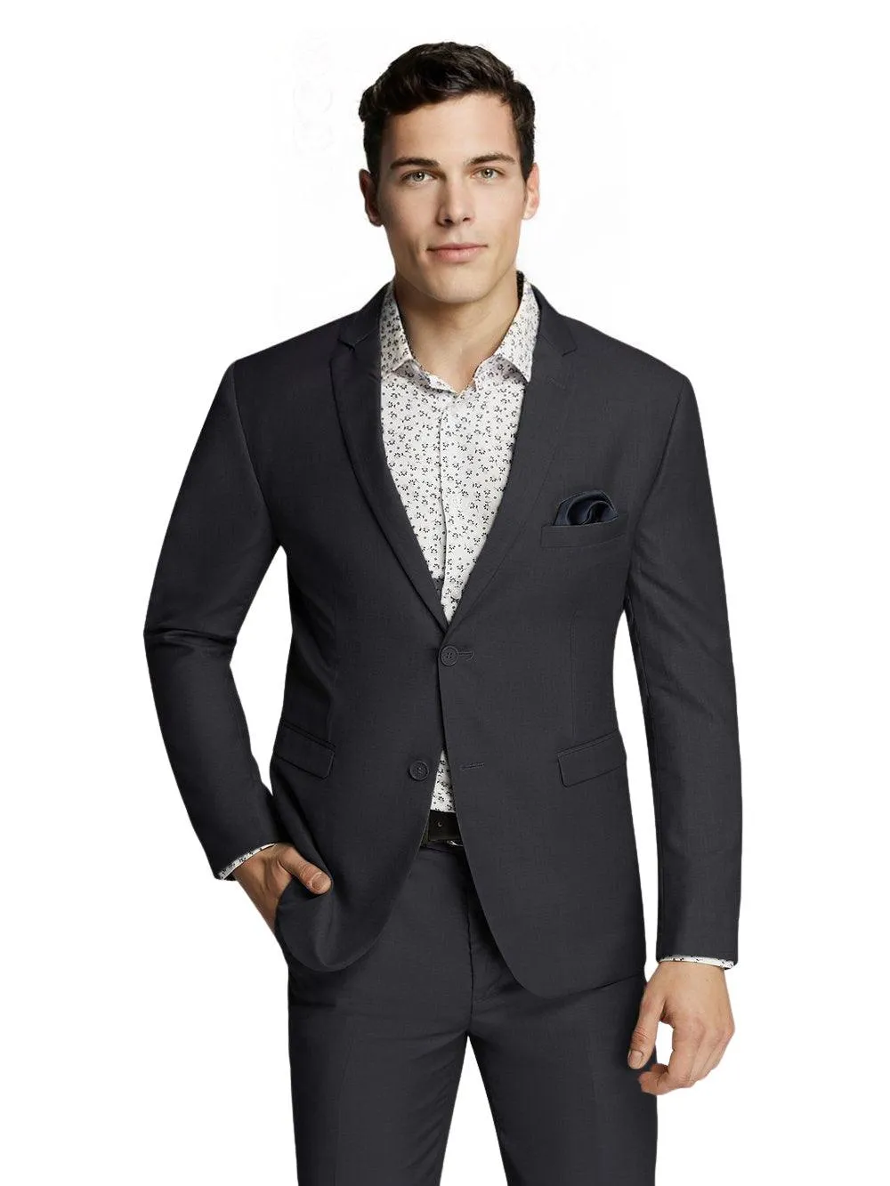 Men's Charcoal Formal Plain Slim Fit Suit