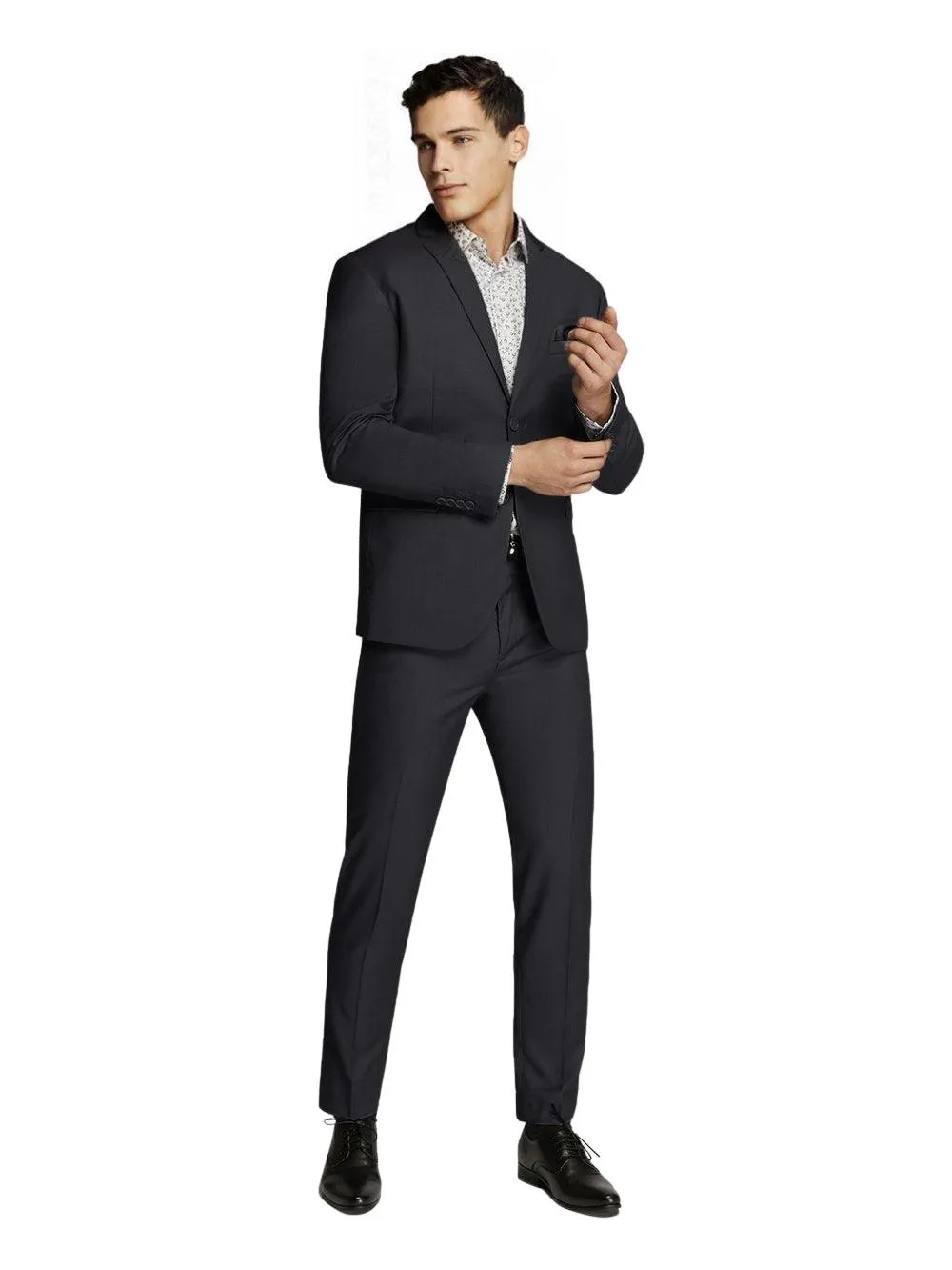 Men's Charcoal Formal Plain Slim Fit Suit