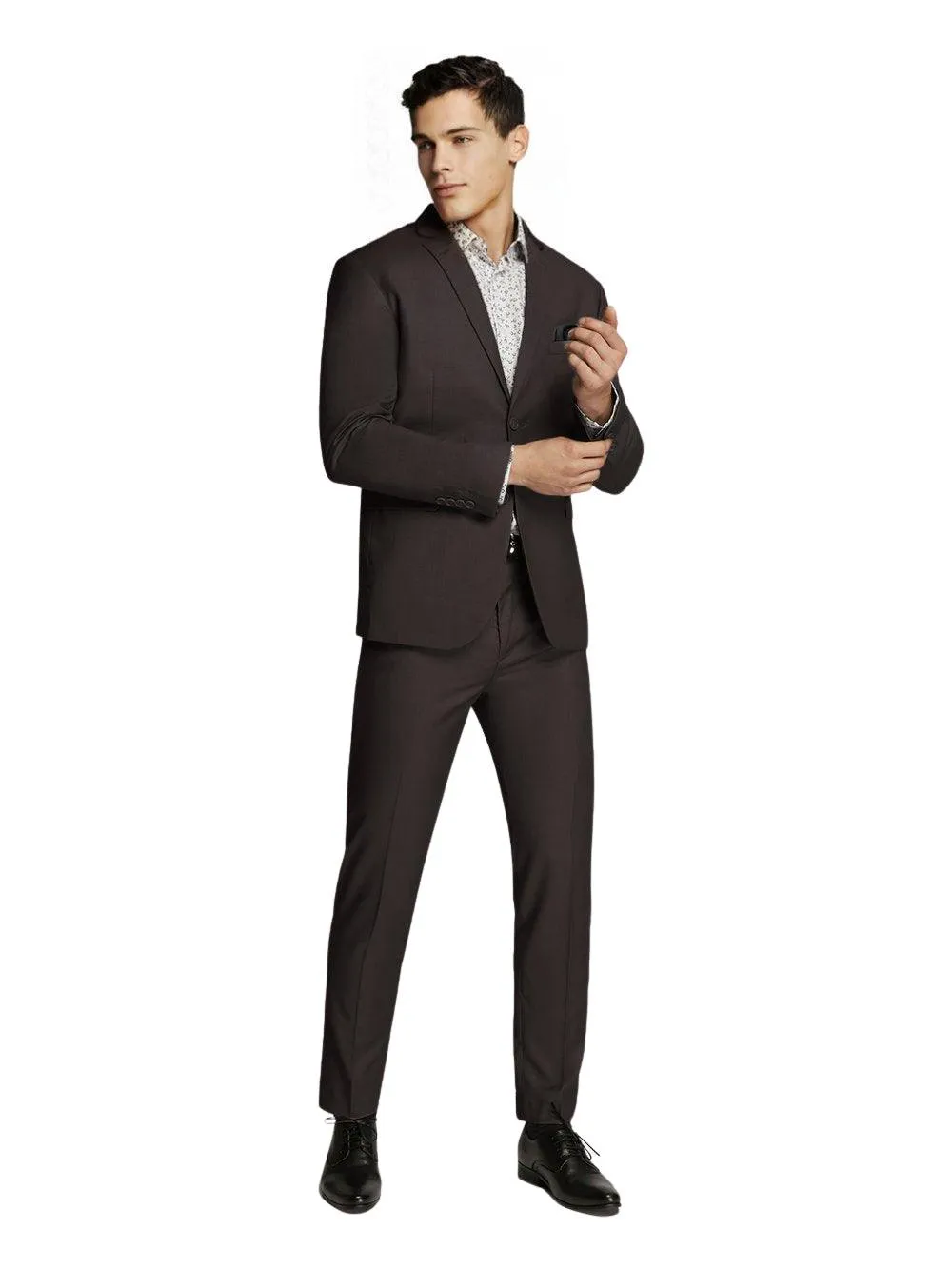 Men's Chocolate Formal Plain Slim Fit Suit