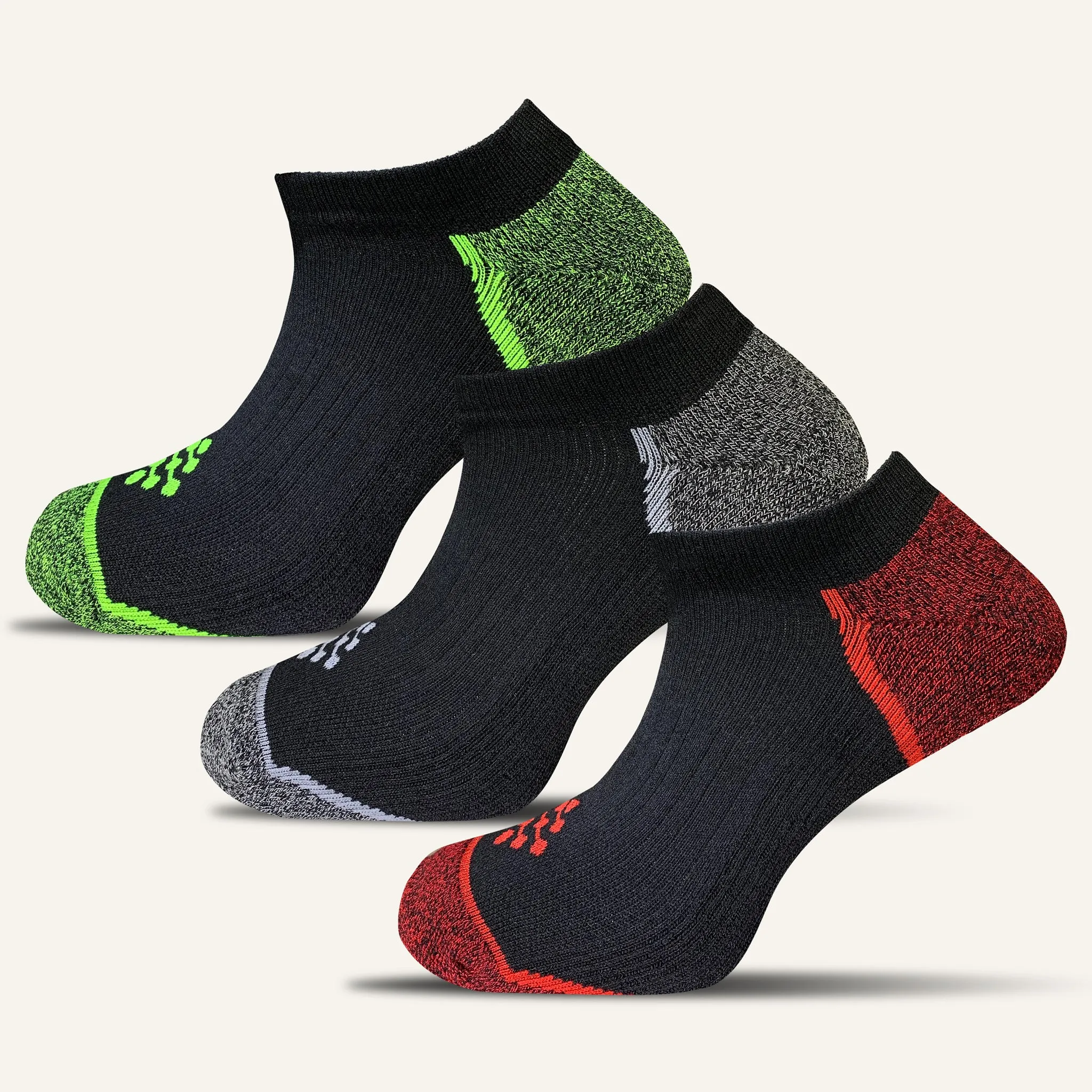 Men's Colorful Sport Cushioned Ankle Socks- 3 Pair