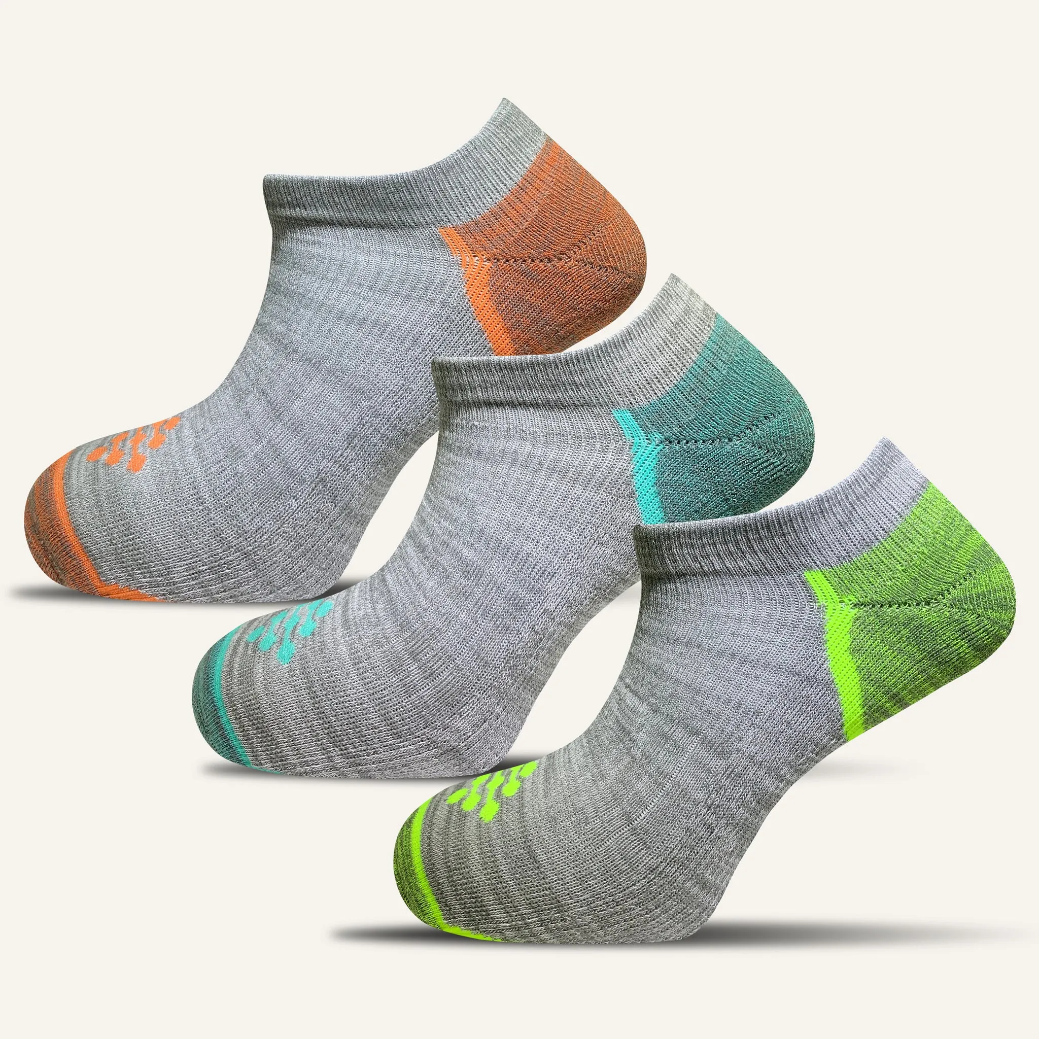 Men's Colorful Sport Cushioned Ankle Socks- 3 Pair