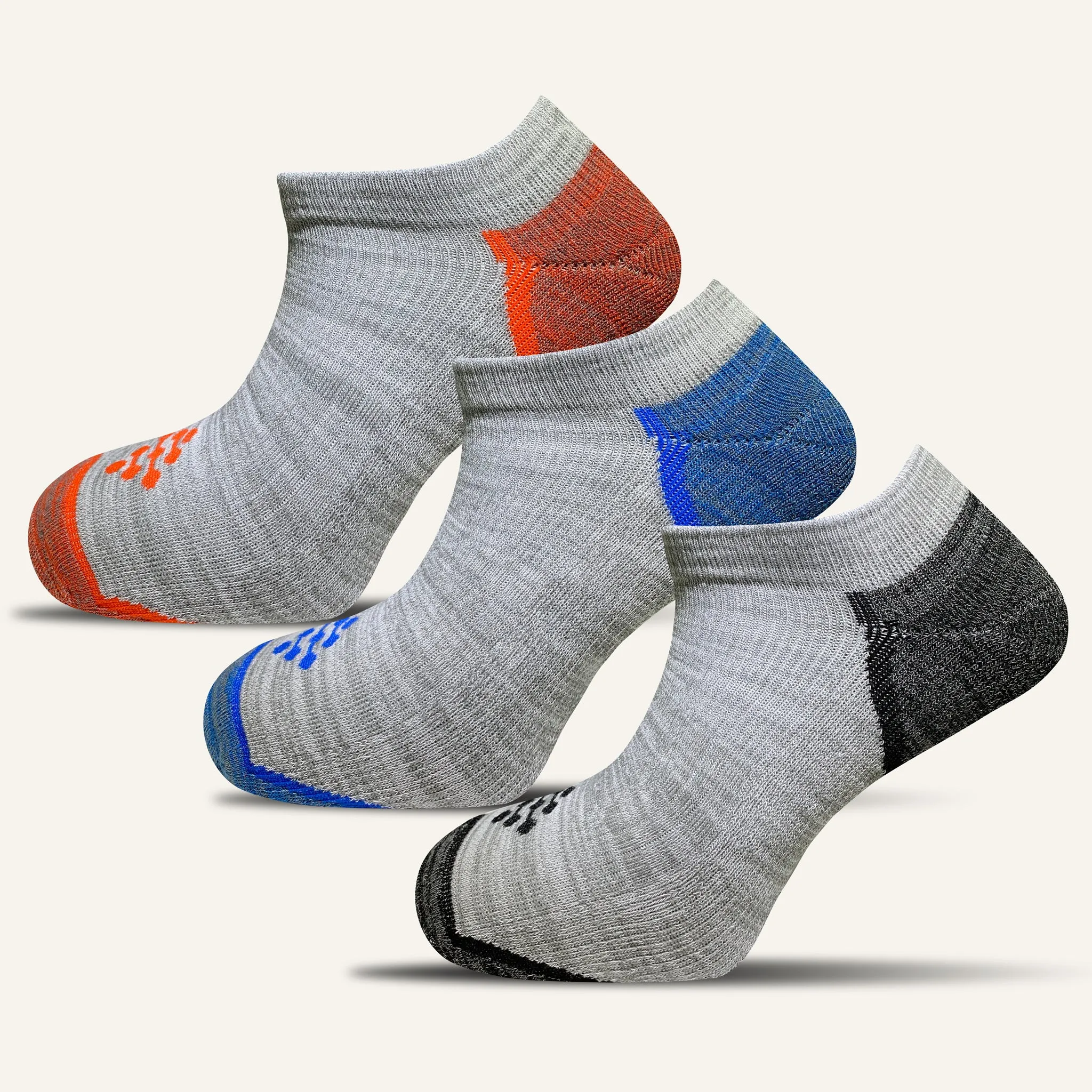 Men's Colorful Sport Cushioned Ankle Socks- 3 Pair