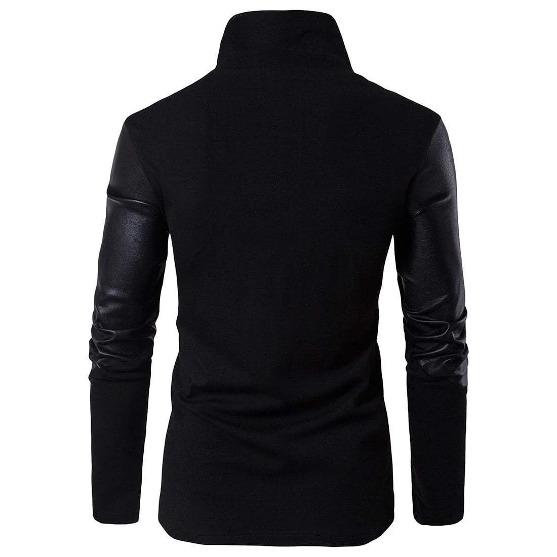 Men's Faux Leather Sleeves Slim Fit Jacket