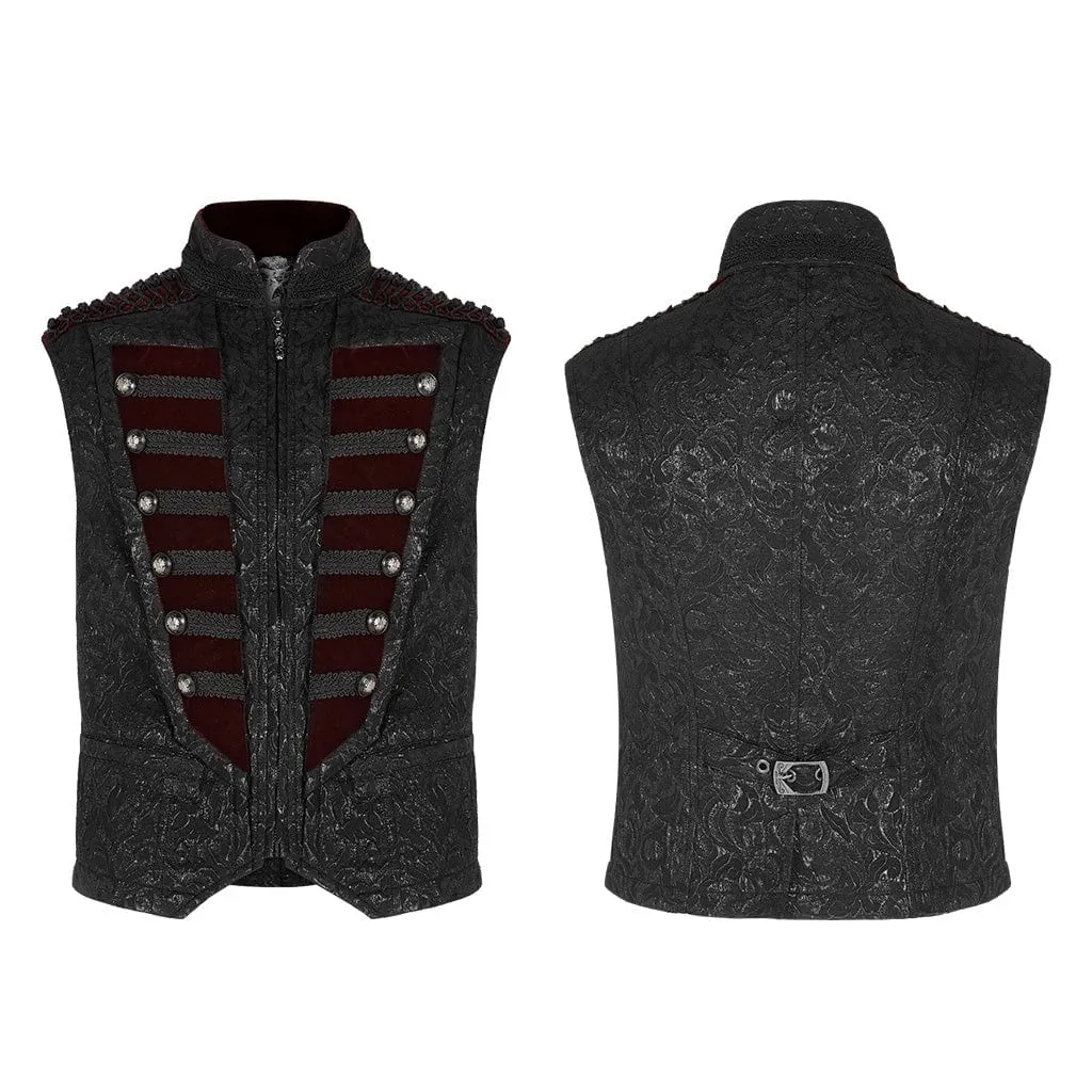 Men's Gothic Jacquard Front Breasted Vests