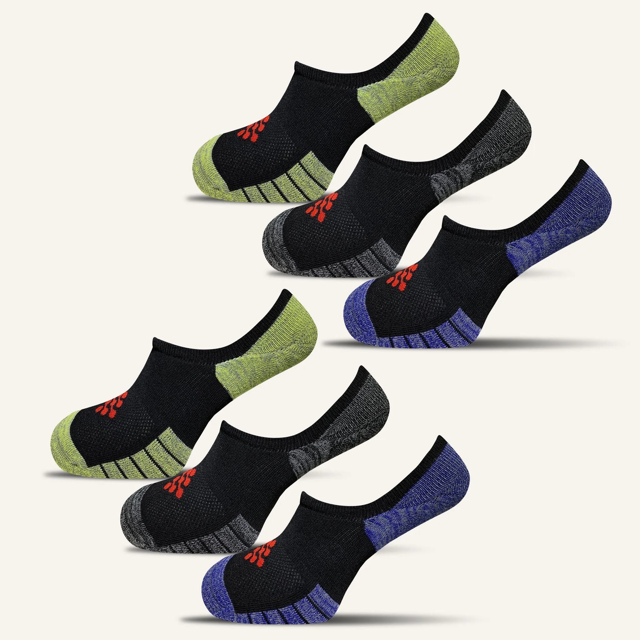 Men's Hidden No Show Socks - 6 Pair