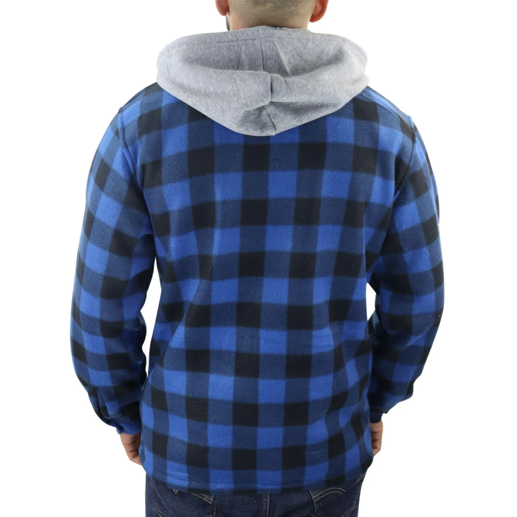 Men's Jumper Thermal Fleece Fur Lined Lumberjack Removable Hooded Buttoned Check Winter Shirt