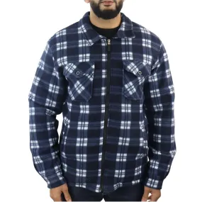 Men's Jumper Thermal Fleece Fur Lined Lumberjack Zipped Check Winter Shirt