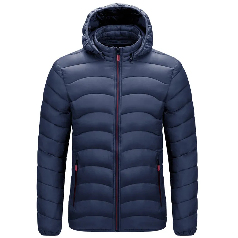 MEN'S LIGHT Warm COTTON JACKET With Hood