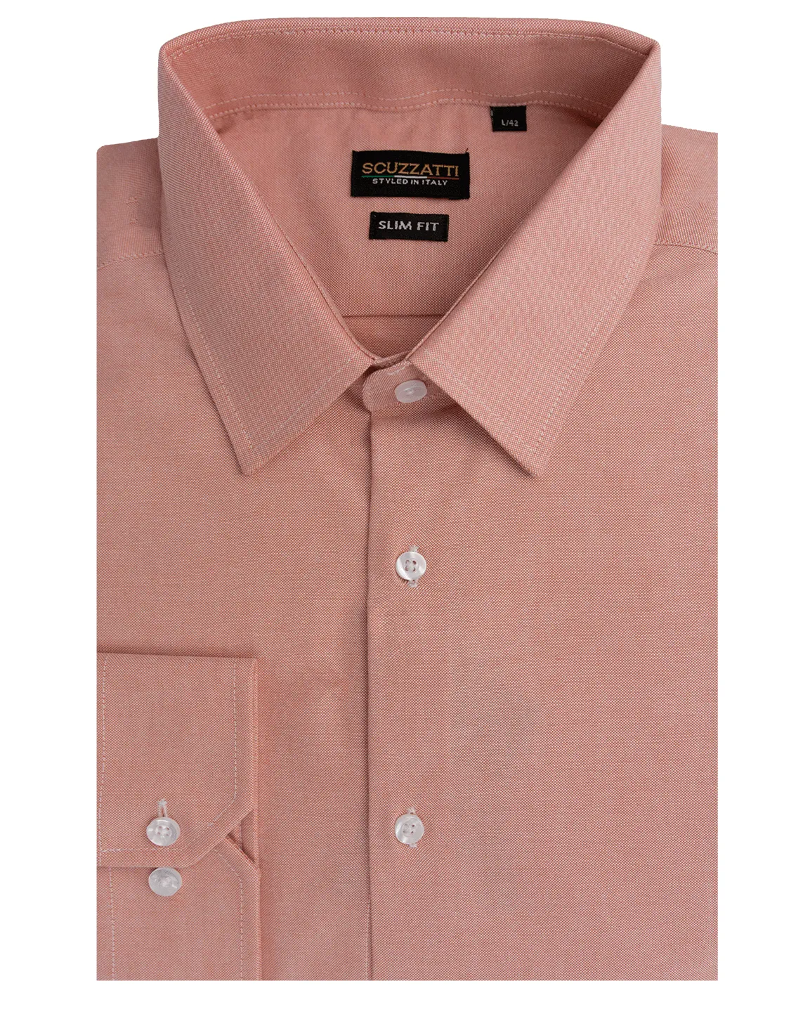 Men's Orange Pure Cotton Slim Fit Shirt