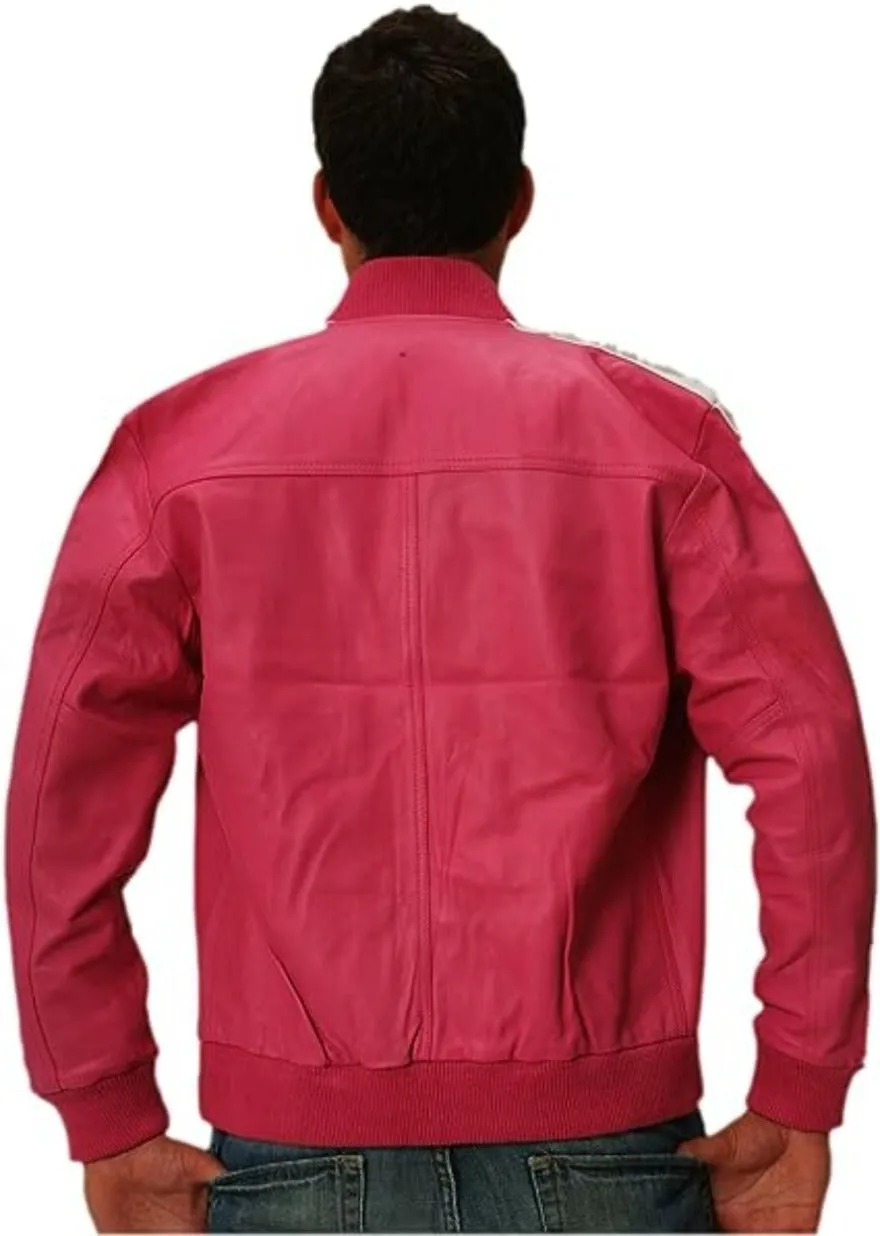 Mens Pink Leather Jacket