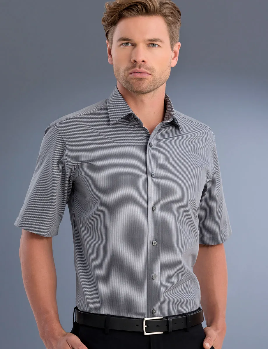 Mens Pinstripe Gunmetal Business Shirt