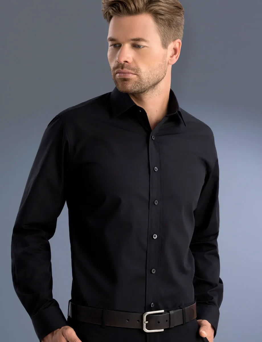 Mens Poplin Black Business Shirt