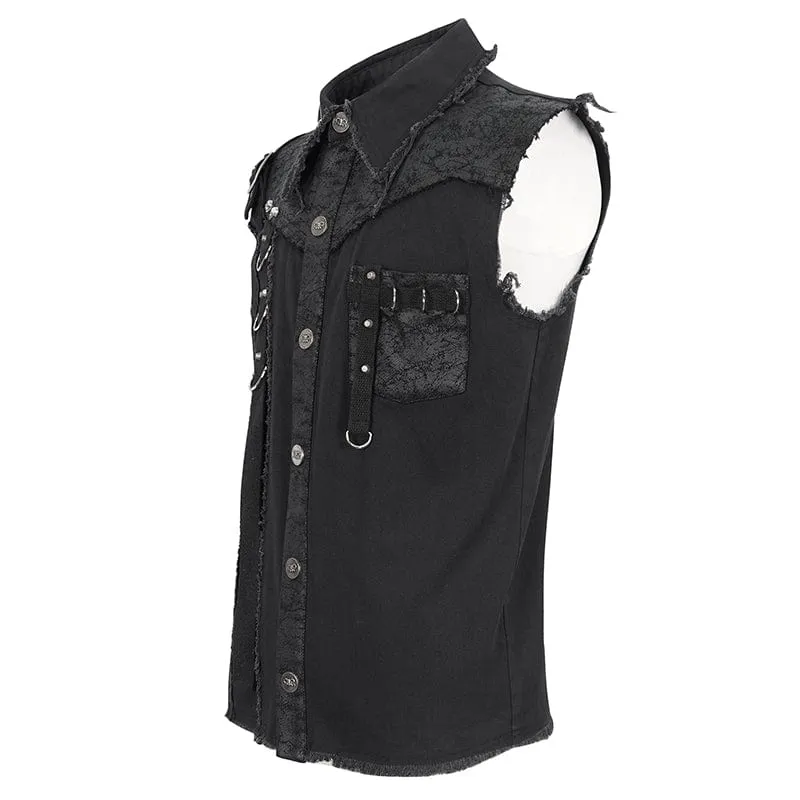 Men's Punk Buckle Splice Unedged Vest