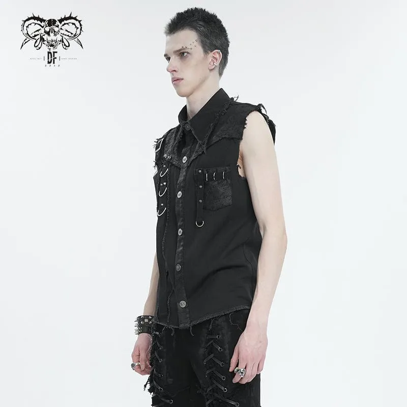 Men's Punk Buckle Splice Unedged Vest