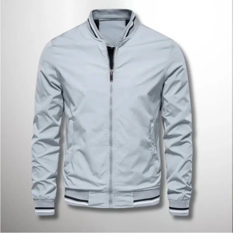 Men's Striped Zip-up Jacket With Pockets Fashion Casual Outerwear Sports Baseball Clothing Spring And Fall