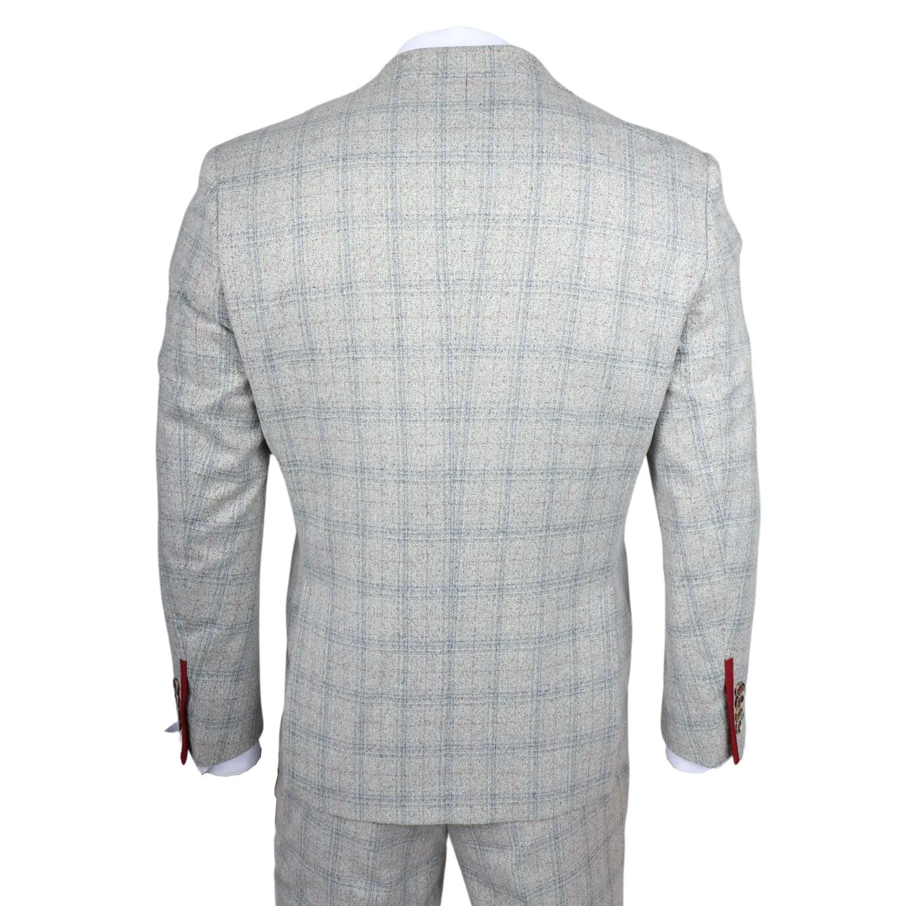 Men's Suit 3 Piece Grey Checked Slim Fit Formal Dress