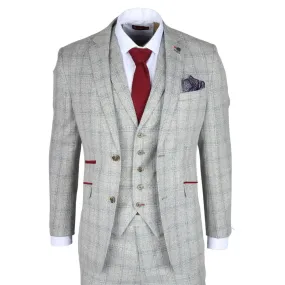 Men's Suit 3 Piece Grey Checked Slim Fit Formal Dress