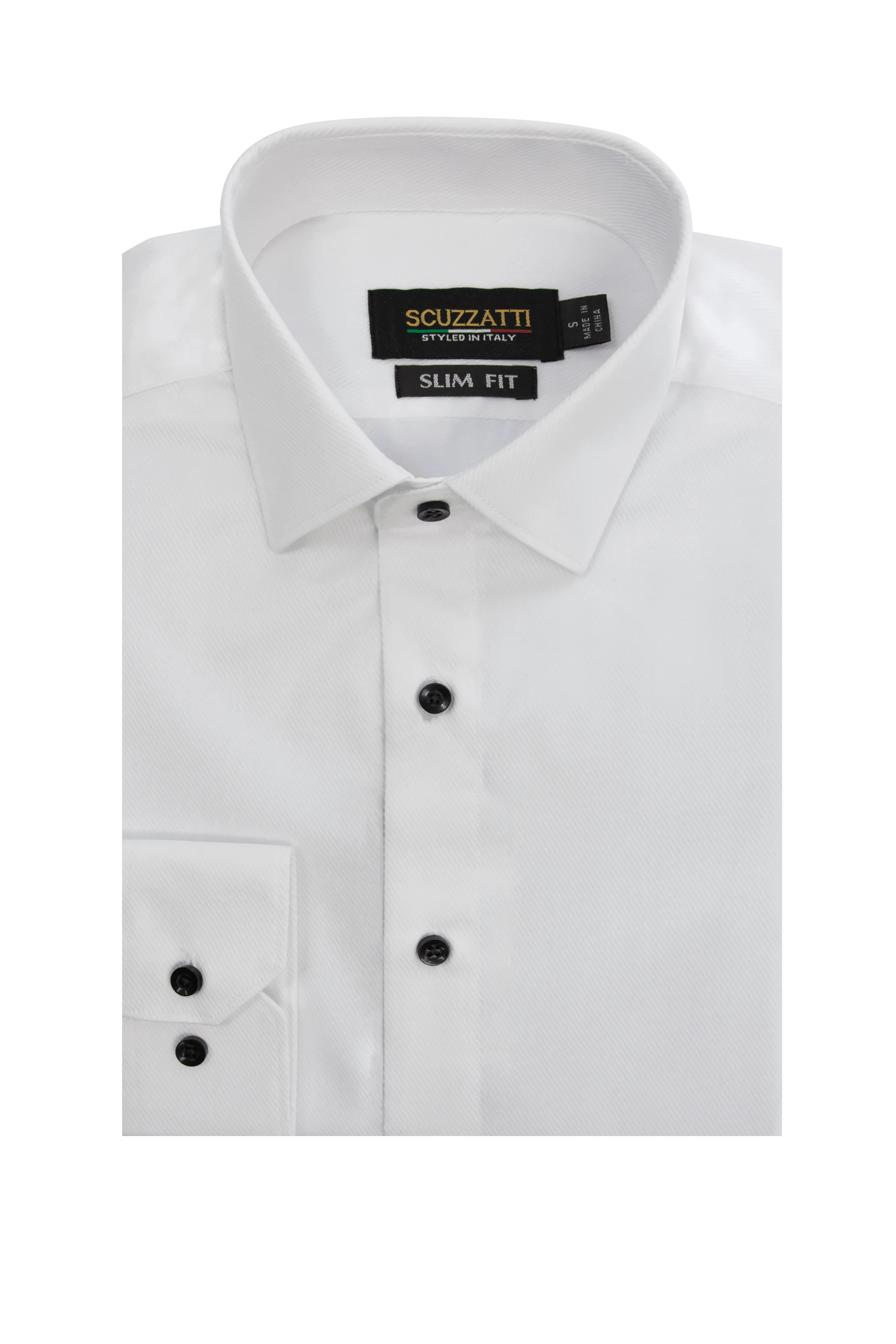 Men's White Cotton Contrast Button Shirt