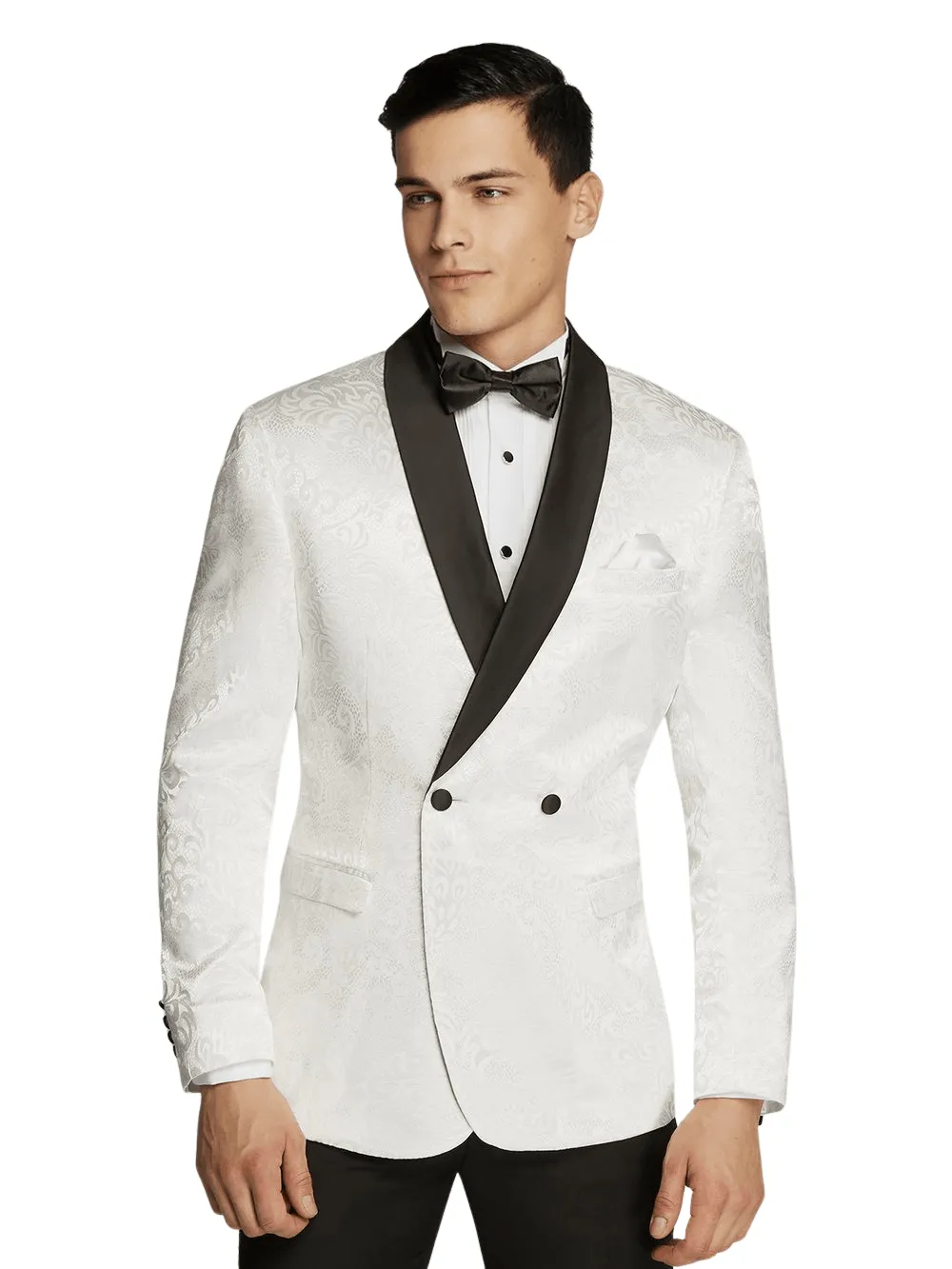 Men's White/Black Dressy Paisley Tuxedo Dinner Jacket